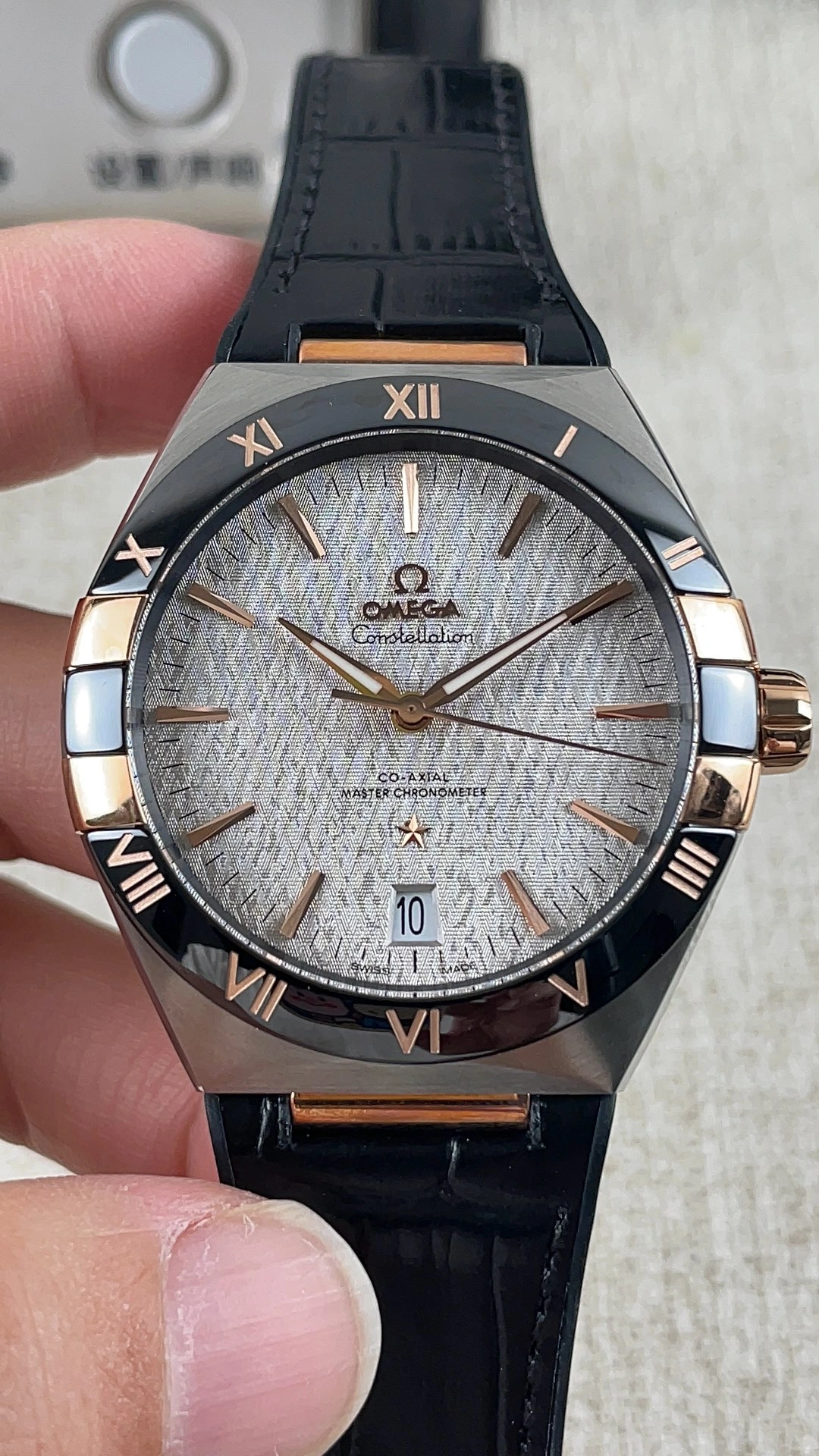 CBD Factory Omega Constellation 41mm Two-Tone Sedna Gold Black Ceramic Bezel Silk Dial (131.23.41.21.06.002) 1:1 Super Clone – DD8900 Movement Snug 314